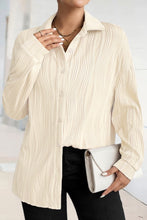 Load image into Gallery viewer, Apricot Solid Textured Buttoned Turn Down Collar Shirt
