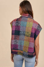 Load image into Gallery viewer, Multicolor Plaid Print Side Pockets Zipped Loose Vest
