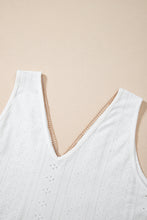 Load image into Gallery viewer, White Lace Crochet Splicing V Neck Loose Fit Tank Top
