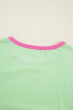 Load image into Gallery viewer, Green Colorblock Patchwork Long Sleeve Loose Top
