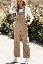 Load image into Gallery viewer, Khaki Flower Print Corduroy Overalls
