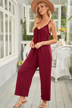 Load image into Gallery viewer, Fiery Red Spaghetti Straps Wide Leg Pocketed Jumpsuits
