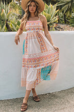 Load image into Gallery viewer, Multicolor Boho Patchwork Print Square Neck Sundress
