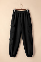 Load image into Gallery viewer, Black Solid Multi Pockets Elastic High Waist Active Pants
