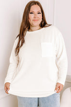 Load image into Gallery viewer, Peach Blossom Plus Size Ribbed Textured Long Sleeve T Shirt
