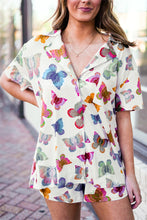 Load image into Gallery viewer, Multicolour Butterfly Pattern Short Sleeve Shirt Pajamas Set
