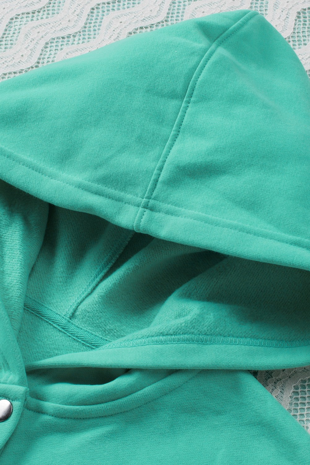 Green Batwing Sleeve Pocketed Henley Hoodie