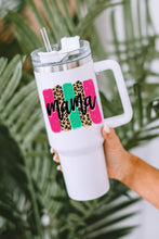 Load image into Gallery viewer, White mama Leopard Colorblock Handle Portable Cup 40oz
