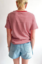 Load image into Gallery viewer, Pink Stripe Crew Neck Casual T Shirt
