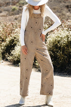 Load image into Gallery viewer, Khaki Flower Print Corduroy Overalls
