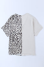 Load image into Gallery viewer, Rose Contrast Leopard Color Block Blouse
