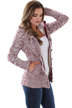 Load image into Gallery viewer, Fiery Red Long Sleeve Button-up Hooded Cardigans
