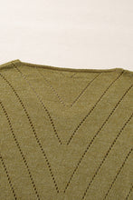 Load image into Gallery viewer, Sage Green Solid Eyelet Drop Shoulder V Neck Sweater
