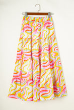 Load image into Gallery viewer, Pink Abstract Print Tiered Flowy Maxi Skirt
