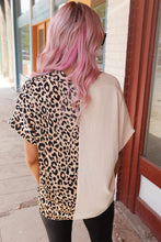 Load image into Gallery viewer, Rose Contrast Leopard Color Block Blouse
