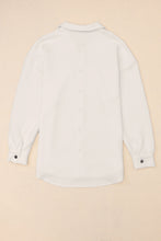 Load image into Gallery viewer, Beige Sequin Rugby Textured Knit Collared Shirt Jacket
