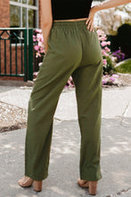 Load image into Gallery viewer, Blue Drawstring Elastic Waist Pockets Long Straight Legs Pants
