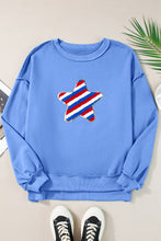 Load image into Gallery viewer, Sky Blue Sequin Trim Embroidered Star USA Pattern Sweatshirt
