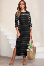 Load image into Gallery viewer, Apricot Striped Casual Slit Long Dress
