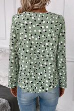 Load image into Gallery viewer, Green Polka Dot Print Button Front V Neck Blouse
