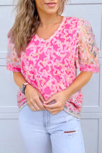 Load image into Gallery viewer, Bonbon Flowery Mesh Short Puff Sleeve Blouse
