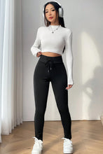 Load image into Gallery viewer, Black Solid Drawstring Waist Thermal Lined Leggings
