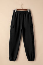 Load image into Gallery viewer, Black Solid Multi Pockets Elastic High Waist Active Pants
