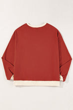 Load image into Gallery viewer, Red Clay Color Block Patch Drop Shoulder Oversized Sweatshirt
