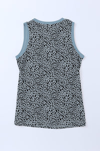 Leopard Print Round Neck Tank Top