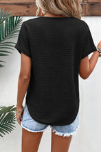 Load image into Gallery viewer, Pale Khaki Textured Wide Sleeve V Neck T Shirt
