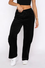 Load image into Gallery viewer, Black Solid Drawstring Waist Wide Leg Pants
