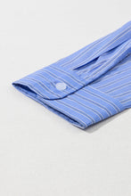 Load image into Gallery viewer, Blue Stripe Button Up Oversized Casual Shirt
