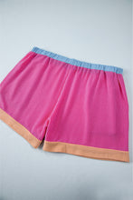 Load image into Gallery viewer, Bright Pink Textured Knit Contrast Trim Plus Shorts Set
