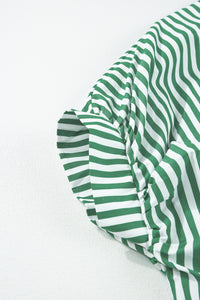 Green Stripe Dolman Sleeve Oversize Shirt