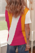 Load image into Gallery viewer, Orange Textured Knit Colorblock Short Sleeve Sweater
