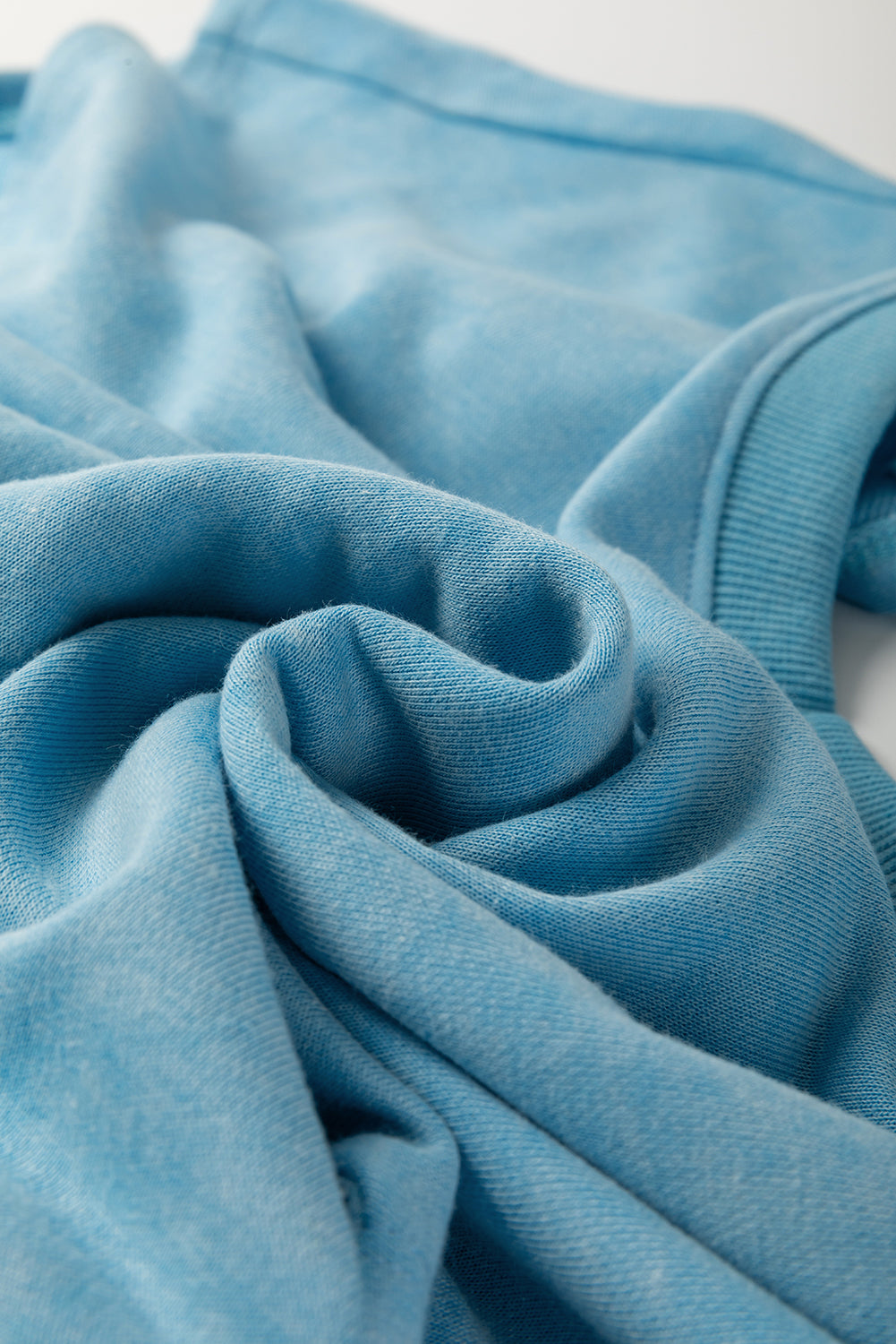 Mist Blue Mineral Wash Drawstring Waist Hollow Out Back Short Sleeve Romper