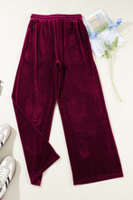 Load image into Gallery viewer, Burgundy Solid Drawstring Waist Wide Leg Pants
