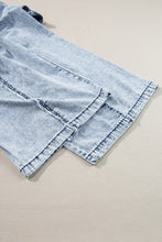 Load image into Gallery viewer, Beau Blue Light Wash Frayed Exposed Seam Wide Leg Denim Overall
