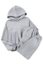 Load image into Gallery viewer, Gray Solid Exposed Seams Hoodie and Joggers Activewear Set
