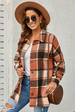 Load image into Gallery viewer, Red Plaid Print Buttoned Shirt Jacket
