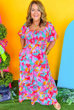 Load image into Gallery viewer, Multicolour Plus Size Floral Smocked Puff Sleeve Maxi Dress
