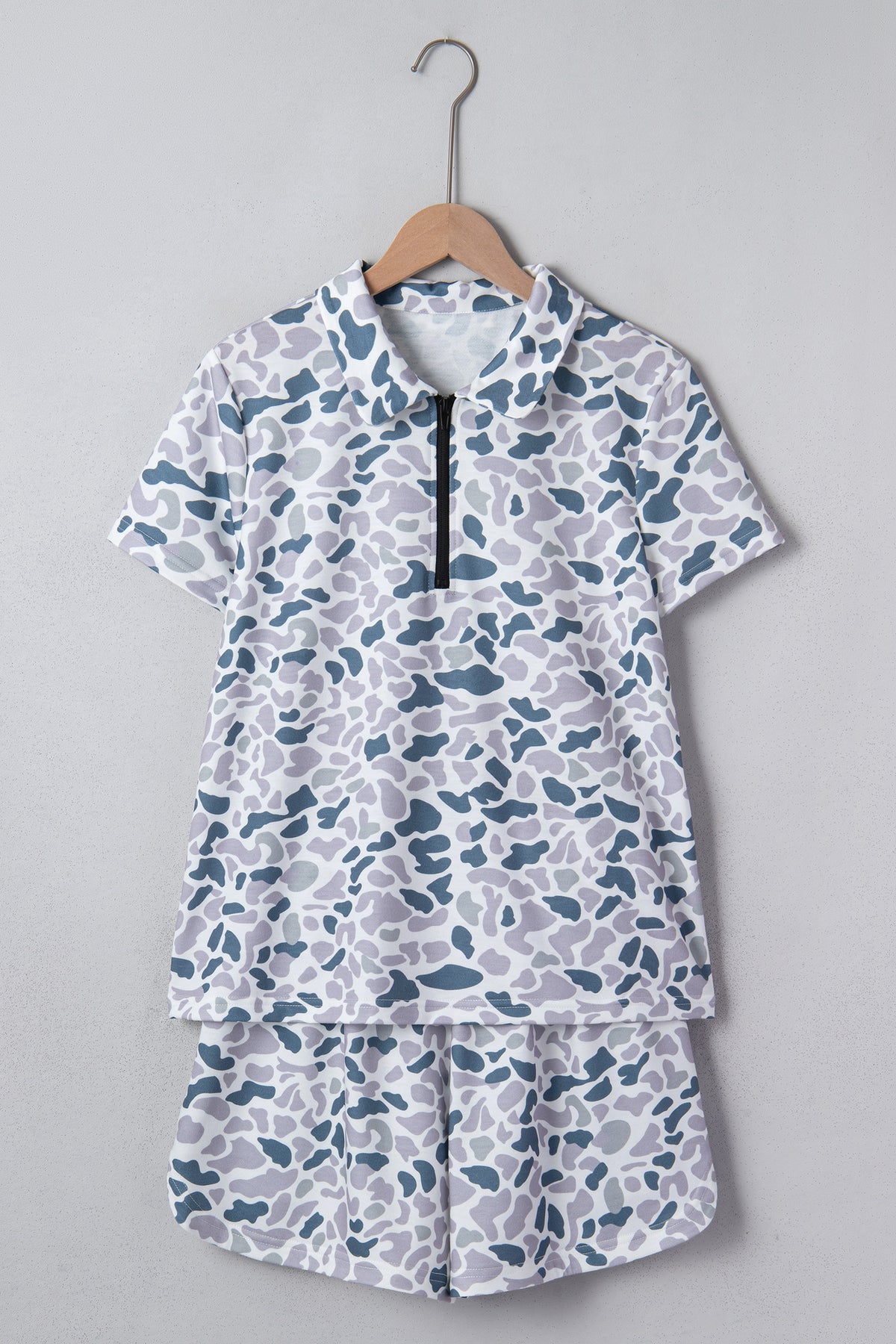 Multicolour Abstract Patterned Polo Collar T Shirt and Shorts Set
