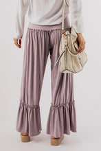 Load image into Gallery viewer, Khaki Frilled Drawstring High Waist Wide Leg Pants
