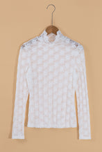 Load image into Gallery viewer, White Floral Lace High Neck Long Sleeve Top
