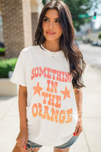 Load image into Gallery viewer, White SOMETHING IN THE ORANGE Graphic Crew Neck T Shirt
