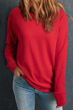 Load image into Gallery viewer, Red Solid Round Neck Raglan Sleeve Sweatshirt
