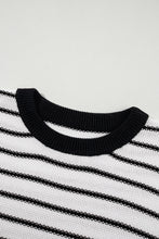 Load image into Gallery viewer, Black Stripe Loose Knit Short Sleeve Sweater
