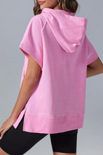 Load image into Gallery viewer, Bonbon Half Zipper Kangaroo Pocket Short Sleeve Hoodie
