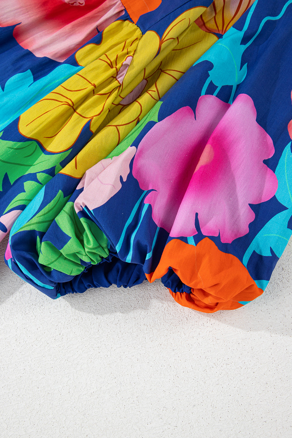 Rose Floral Print Split Neck Babydoll Dress