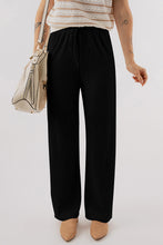 Load image into Gallery viewer, Black Textured Loose Drawstring Pants
